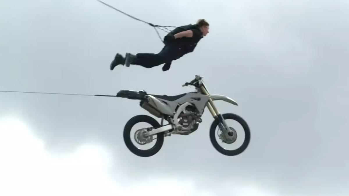 Tom Cruise Undertakes His “Most Risky Stunt” In Mission Impossible 7 Jumping Off a Cliff with A Motorcycle